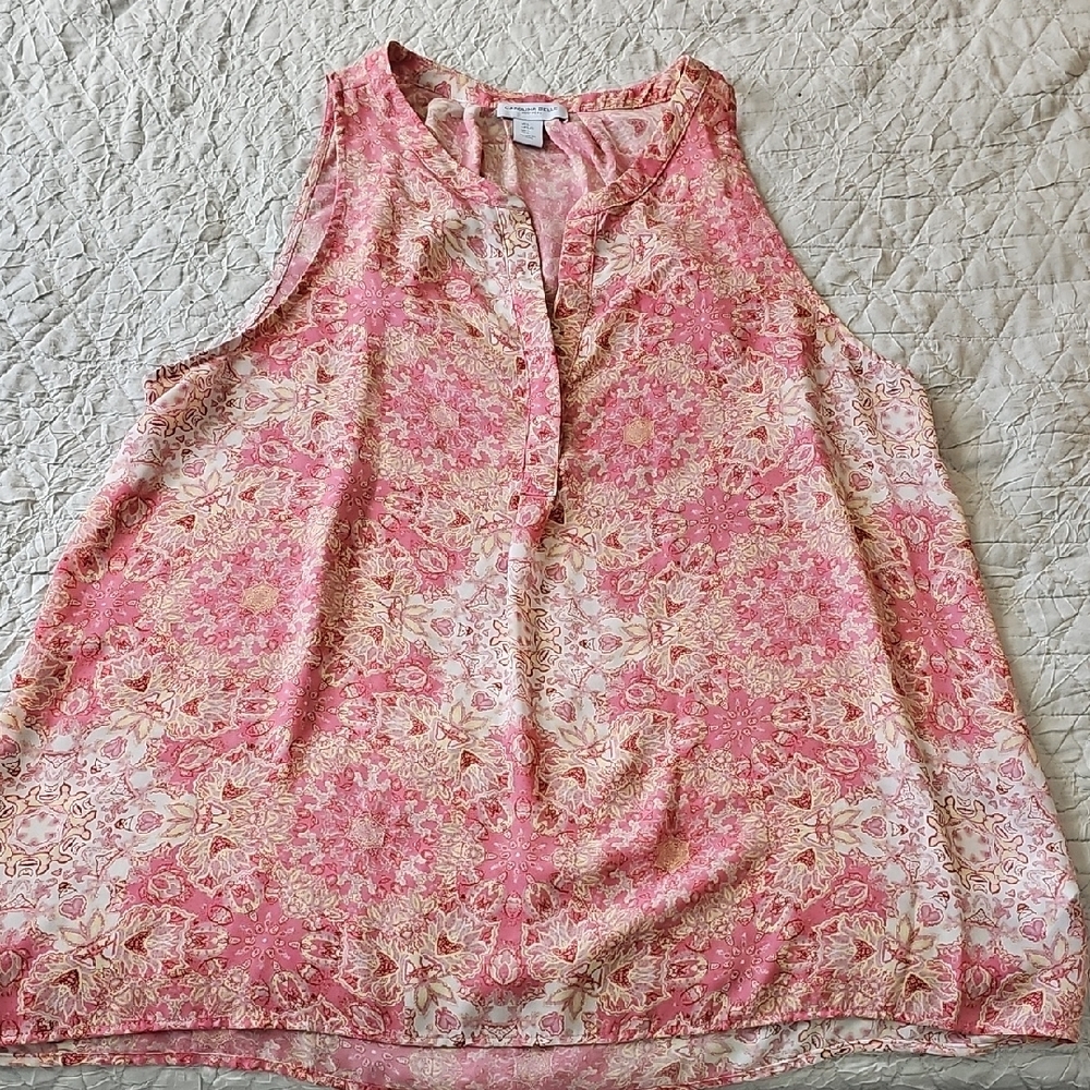 Carolina Belle Pink Sleeveless Buttoned Blouse